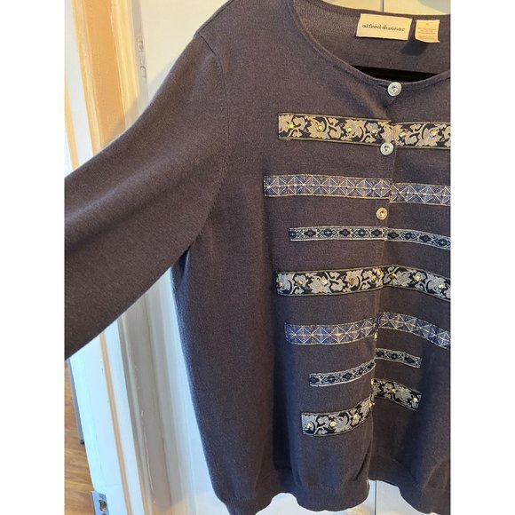 Alfred Dunner Blue Cardigan with Appliqué sequins embroidery, size XL - Picture 4 of 9